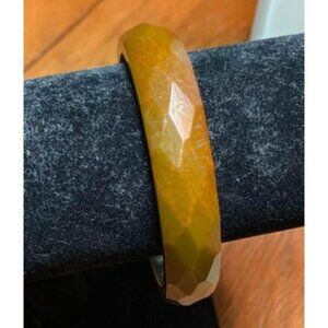 Olive Faceted Bakelite Bangle Bracelet Unique Lightweight Vintage